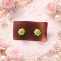 LIGHT GREEN ROSE EARRING STUDS