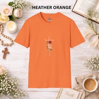 Image 3 of 'Faith' Vertical Script with Rose Floral Graphic— Women's Christian Inspirational T-Shirt