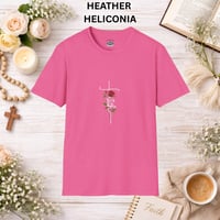 Image 5 of 'Faith' Vertical Script with Rose Floral Graphic— Women's Christian Inspirational T-Shirt