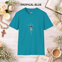 Image 11 of 'Faith' Vertical Script with Rose Floral Graphic— Women's Christian Inspirational T-Shirt