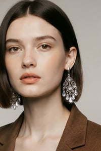 SILVER TIBETAN DANGLE TEARDROP EARRING