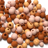 Image 5 of 100PC. PEACH COBBLER hand dyed/painted wooden bead lots mixed size, shape and colors 