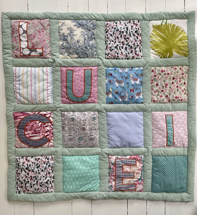 Plaid bébé carré vert d'eau