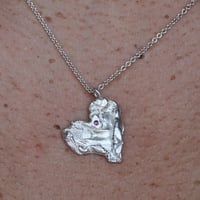 Image 3 of Sterling Silver Red Garnet Heart Pendant