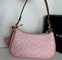 Image 4 of Coach Teri Shoulder Powder Pink Bag In Signature Canvas With Charms