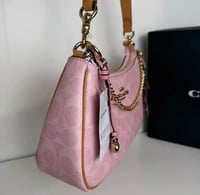 Image 2 of Coach Teri Shoulder Powder Pink Bag In Signature Canvas With Charms