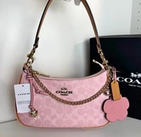 Image 1 of Coach Teri Shoulder Powder Pink Bag In Signature Canvas With Charms