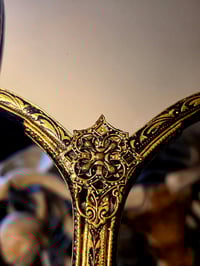 Image 4 of XLarge Vintage Ornate Hand mirror with Real Preserved Web