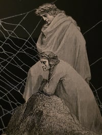 Image 6 of "1800's Dante Inferno Gustave Dore" page with preserved spider web - 1