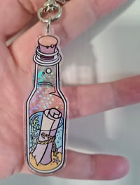 Image 1 of Message in a bottle - sparkly recycled bag/key charm