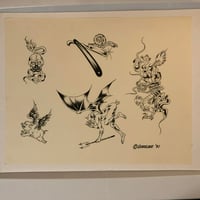 Image 1 of 1981 Guideline Tattoo production flash sheet devil 11x14