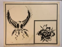 Image 1 of 1982 Spider Webb production flash sheet bird skull and rose 11x14