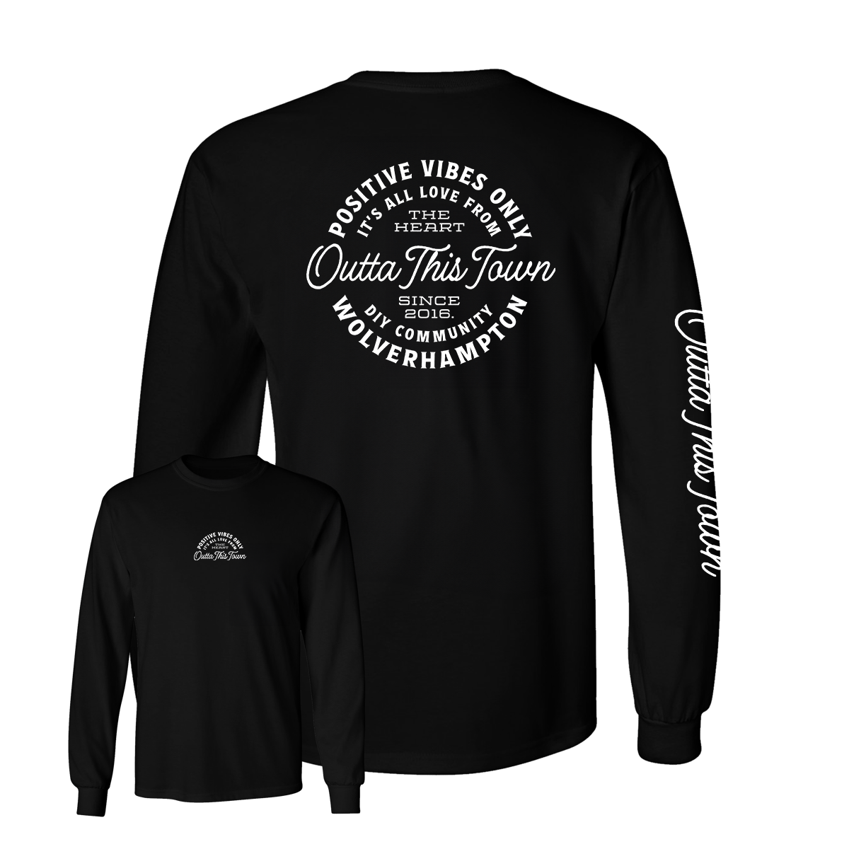 Image of Positive Vibes Only Long Sleeve T-shirt | Black 🌅