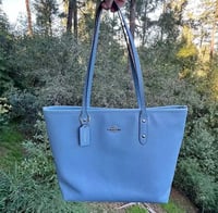 Image 1 of Coach Shoulder Bag Azure Blue with Silver Hardware