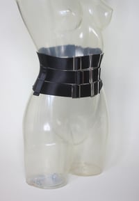 Image 4 of Small Elastic Waist Cincher in black satin with gunmetal hardware (Size S)