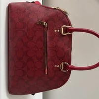 Image 5 of Coach Katy Satchel In Signature Canvas Red with Gold Details