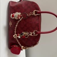 Image 4 of Coach Katy Satchel In Signature Canvas Red with Gold Details