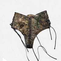 Image 2 of Sample Infinity Lace Up Hotpants in real tree (Size S)