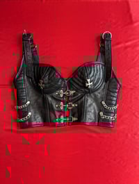 Image 1 of Black leather biker bustier top