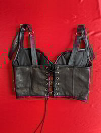 Image 2 of Black leather biker bustier top