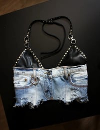 Image 1 of Denim and fauxleather top