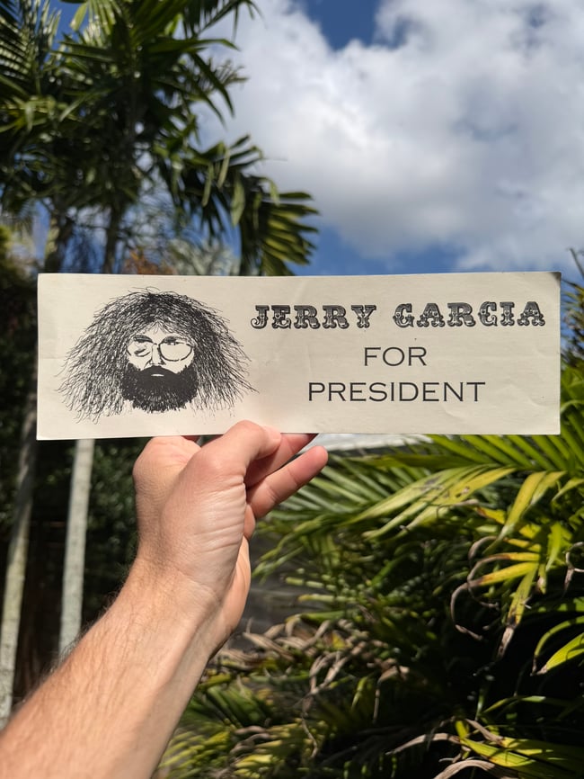 Grateful Dead Early 80s Jerry for Prez 12" Sticker