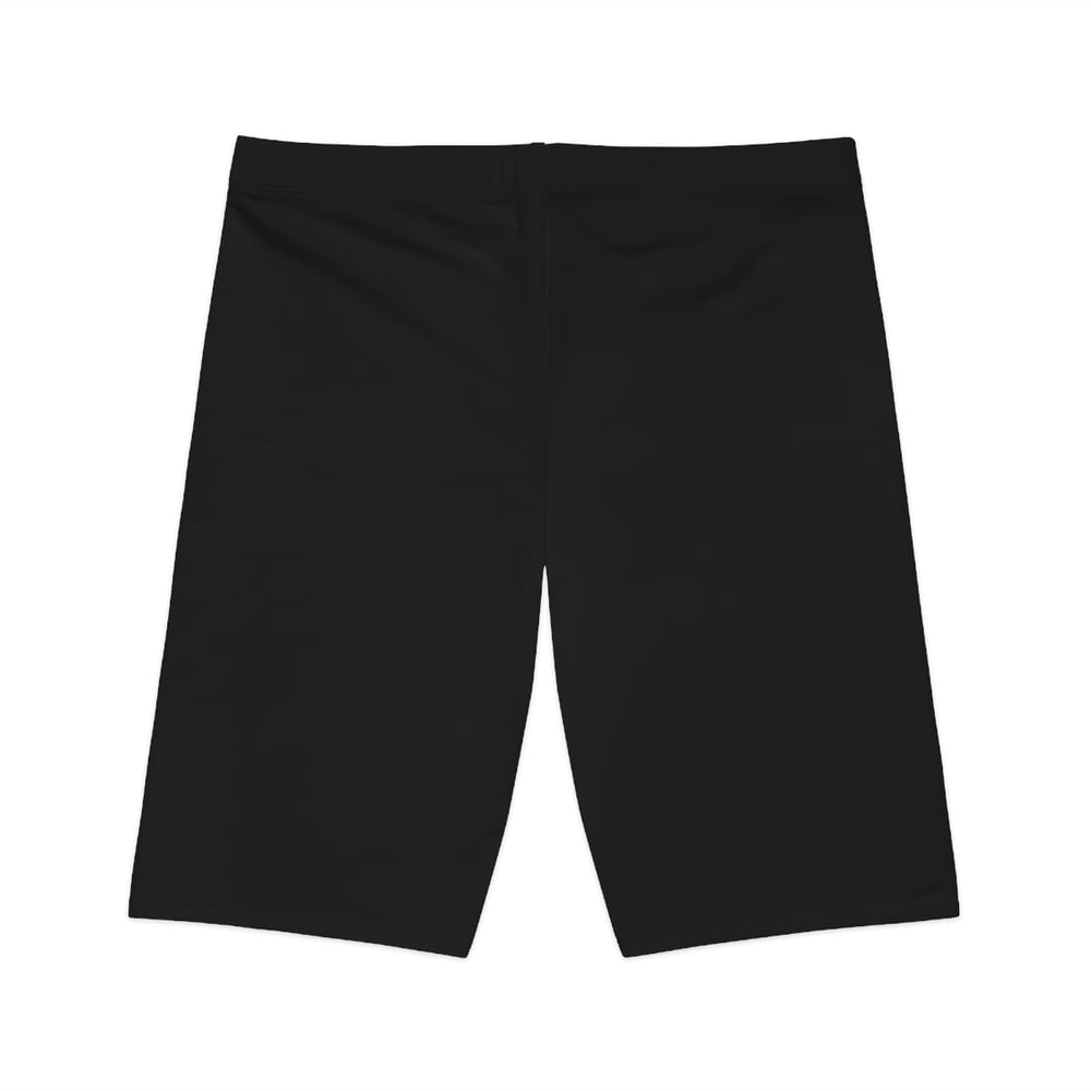 Image of Pretty & Paid Women's Bike Shorts — Black Graphic Cycling Shorts