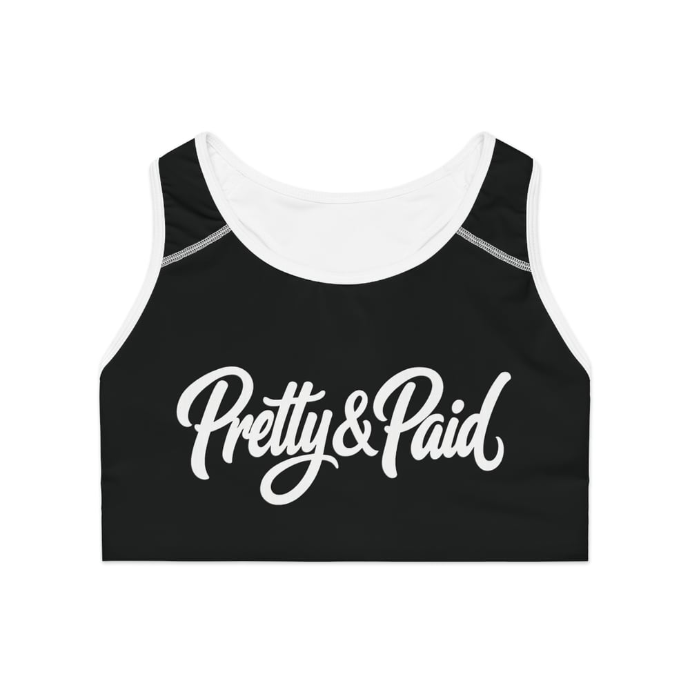Image of Pretty & Paid Sports Bra — Graphic Racerback Activewear