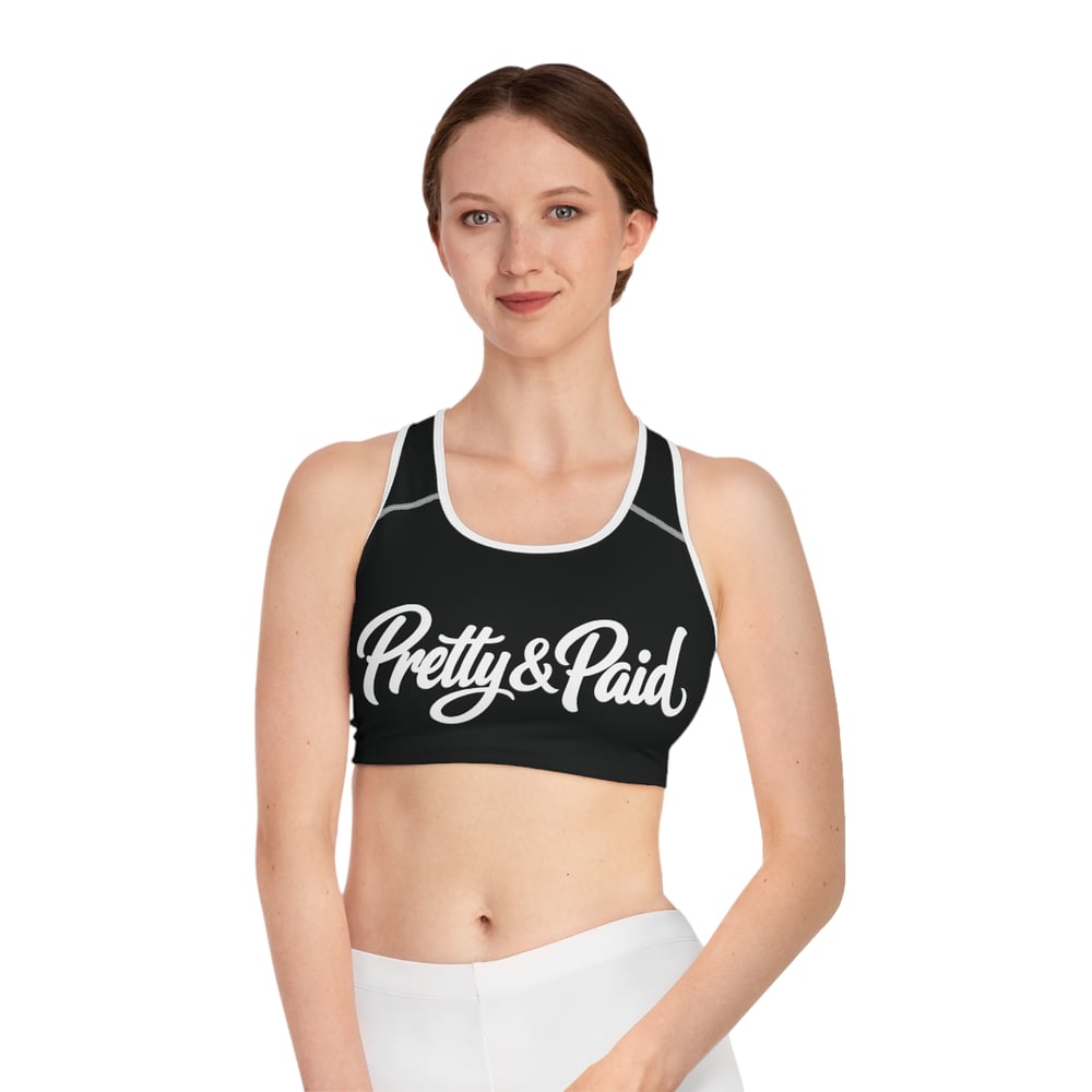 Image of Pretty & Paid Sports Bra — Graphic Racerback Activewear