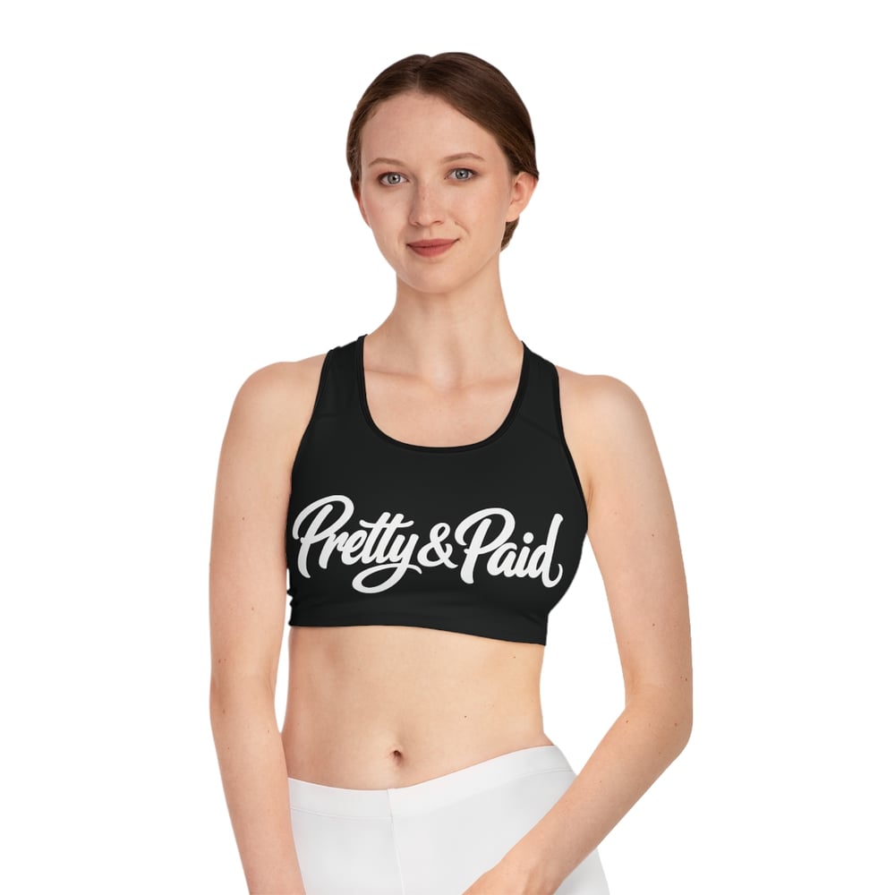 Image of Pretty & Paid Sports Bra — Graphic Racerback Activewear