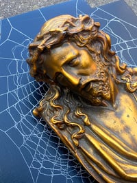 Image 2 of Beautiful "Christ" Large Vintage Holy Water Font with preserved Spider Web