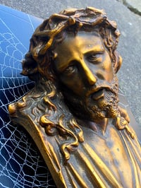 Image 4 of Beautiful "Christ" Large Vintage Holy Water Font with preserved Spider Web