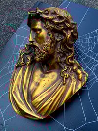 Image 5 of Beautiful "Christ" Large Vintage Holy Water Font with preserved Spider Web