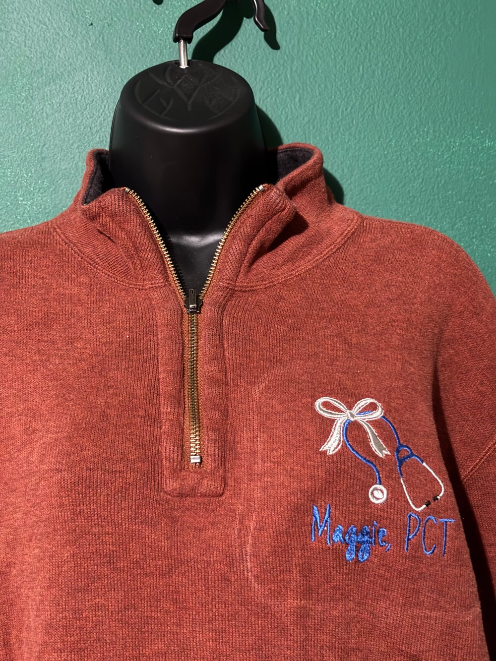 Image of Custom Name & Title Quarter Zip Sweatshirt | Embroidered Pullover for Nurses, Realtors, Teachers