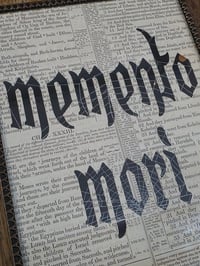Image 2 of "MEMENTO MORI" 1800's bible page with preserved spider web - 