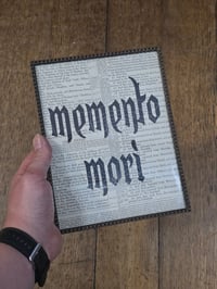 Image 1 of "MEMENTO MORI" 1800's bible page with preserved spider web - 