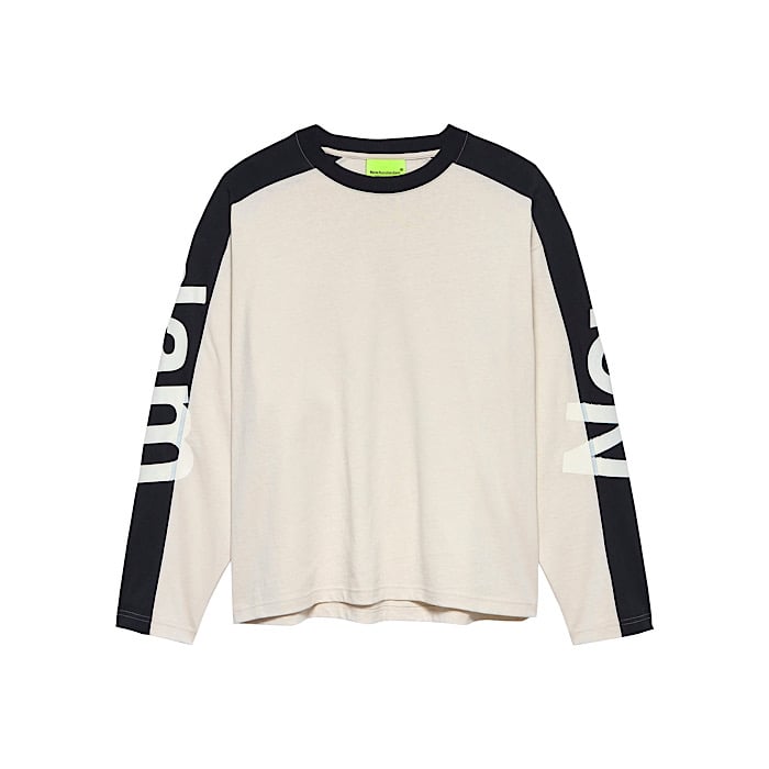 Image of NEW AMSTERDAM SURF ASSOCIATION NAME LONGSLEEVE WARM SAND/BLACK