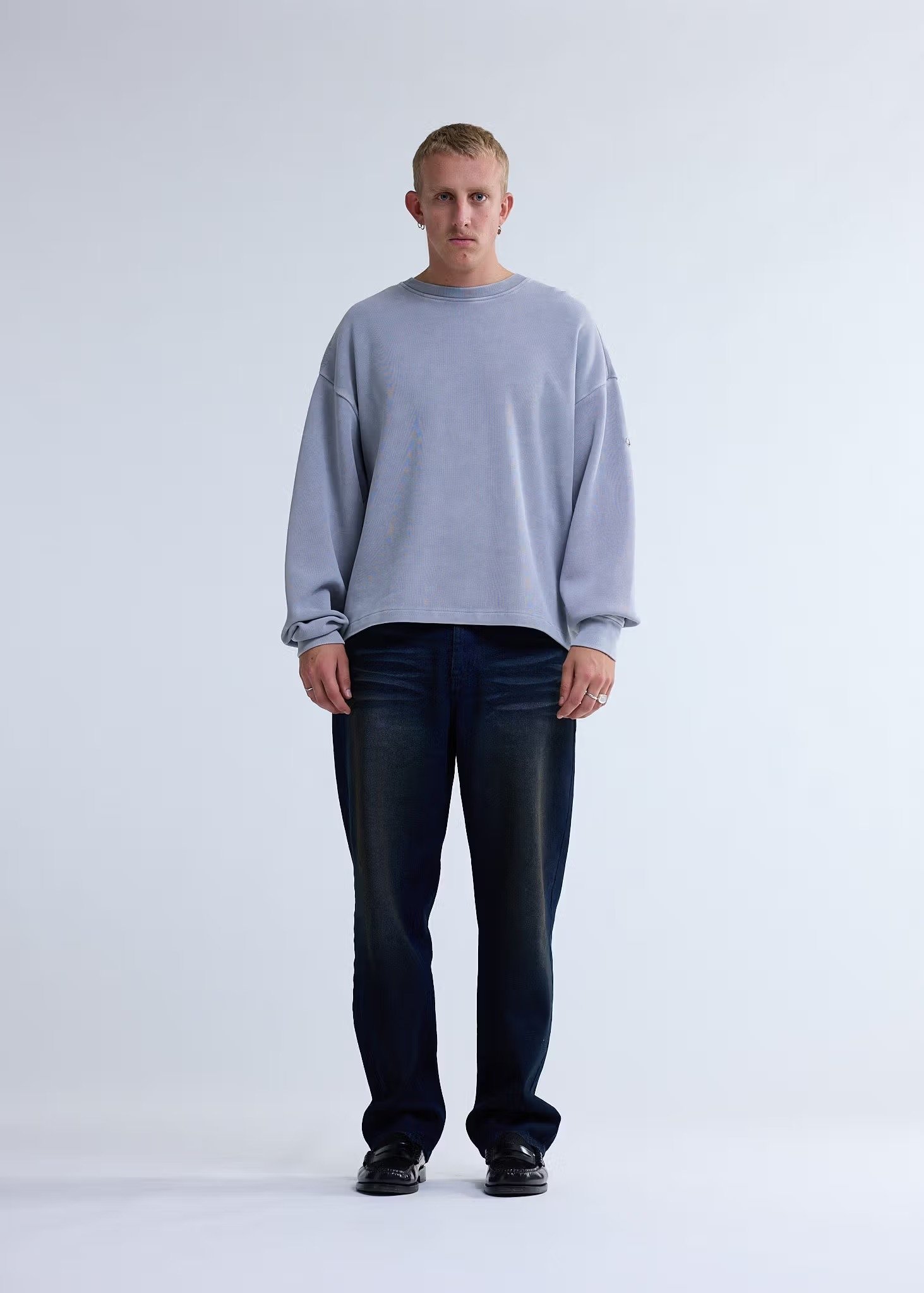 Image of NEW AMSTERDAM SURF ASSOCIATION NAME PLATE SWEAT WASHED GREY