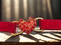 Image 1 of Pet collar with rhinestone heart and bell decoration