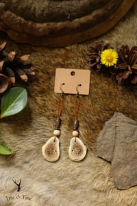 Image 2 of Antler Slab Beaded Hanging Earrings
