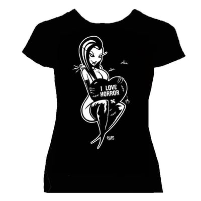 Image of preorderI LOVE HORROR - WOMANS  fitted  babydoll shirt- ships april 250th 