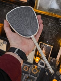 Image 1 of  Silver Vintage Hand mirror with Real Preserved Web- 2