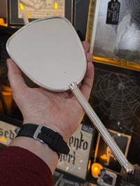 Image 3 of  Silver Vintage Hand mirror with Real Preserved Web- 2