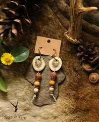 Image 1 of Antler Slab Beadwork Earrings