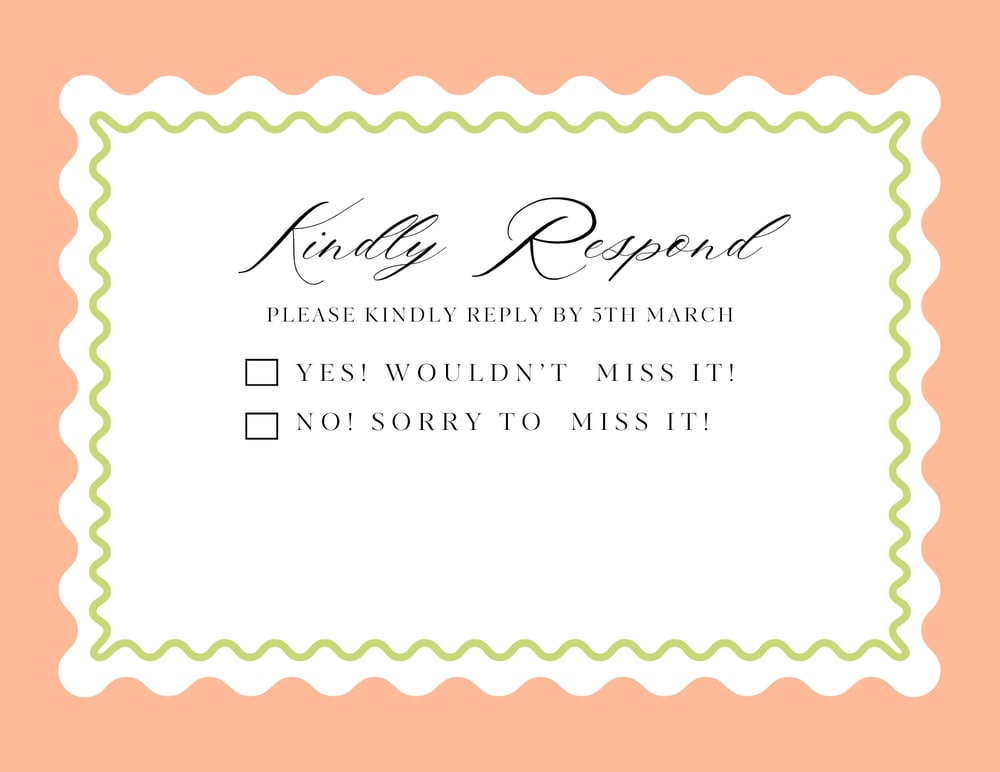 Image of Green and Pink Scallop Custom Wedding Invitation Suite