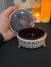 Image 1 of Vintage ornate Jar with Real Preserved Web