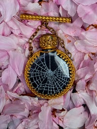 Image 3 of RARE VINTAGE ornate perfume bottle brooch with preserved web 