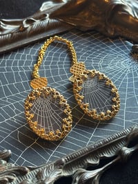 Image 2 of RARE VINTAGE chained Collar/scarf pins with 2 baby spider webs