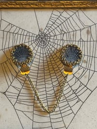Image 3 of RARE VINTAGE chained Collar/scarf pins with 2 baby spider webs