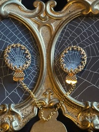Image 1 of RARE VINTAGE chained Collar/scarf pins with 2 baby spider webs